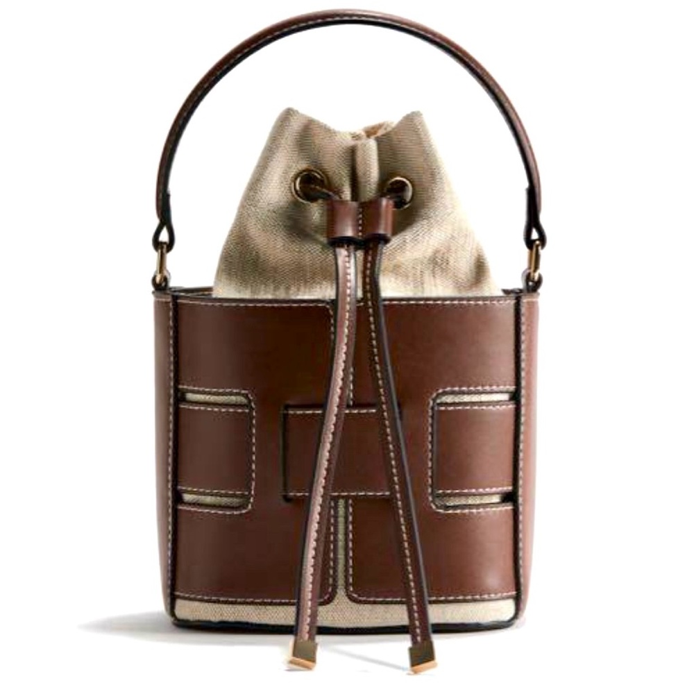 H&M brown leather bucket bag